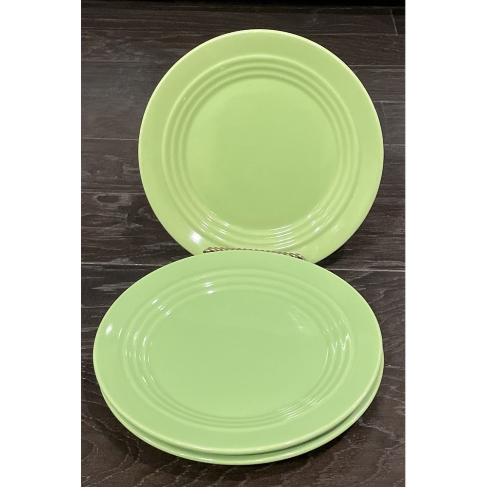 Bosco Ware BW Lime Light Green Ribbed‎ Salad Plates Plate Set Of 3 Beehive 8.5"